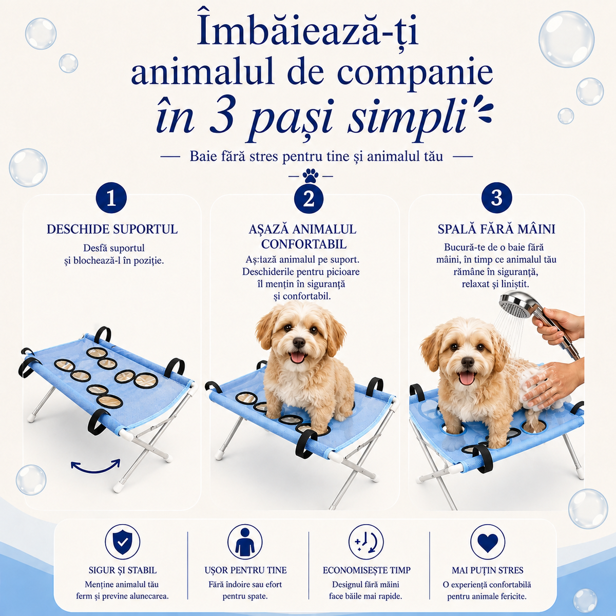 PaviBath™ – Suport pentru Baia Câinelui